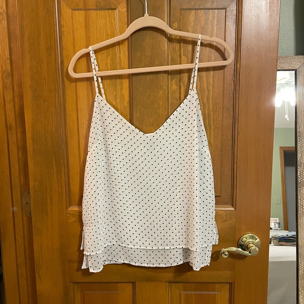 Black and White Polkadot Spaghetti Strap Blouse